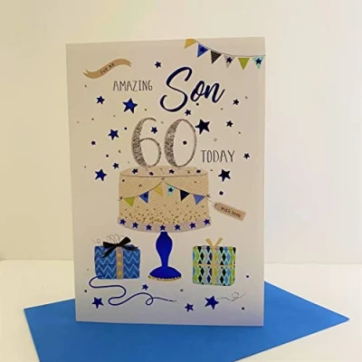 Image of To A Wonderful Son Happy 60th Birthday Card Modern Design 7334