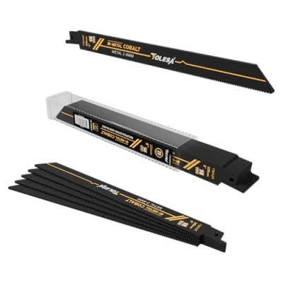 Image of TOLESA 14tpi Reciprocating Saw Blades for Heavy Metal Cutting, 225mm Bi Cobalt Sabre 25pcs