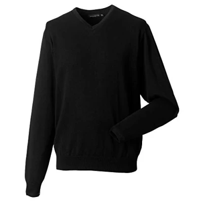 Image of Russell Athletic Collection Mens V Neck Sleevless Knitted Pullover Top / Jumper (Black) Size X Large