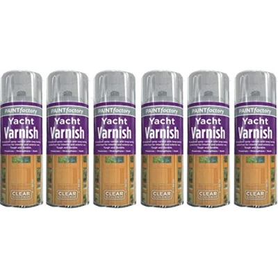 Image of 6 x All Purpose Yacht Varnish 400ML Professional Gloss Finish Spray Wood Color Paint