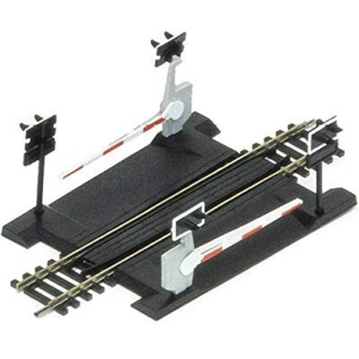 Image of Hornby R646 OO Gauge Level Crossing Single Track Extra Pieces for Model Railway Sets, Train Scale 1:76, Black