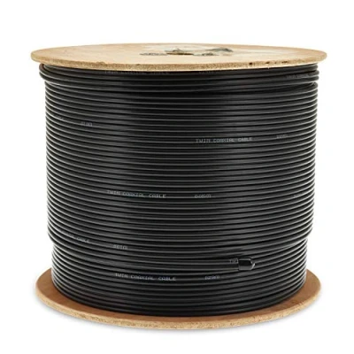 Image of SSL Satellites 250 Meter Drum of Twin Satellite Coaxial Shotgun Cable Black for Sky Q HD and Freesat (250 Drum, Black)