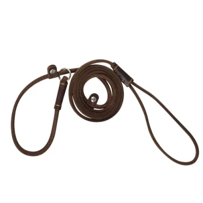 Image of Dog Leash Slip Lead, 5ft Leather Pet Training Walking Lead Adjustable Rope for Puppy Small Dogs