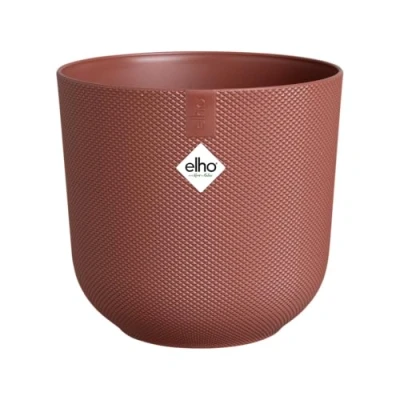 Image of elho Jazz Round 35cm Flower Pot Large Indoor Plant 100% Recycled Plastic Unique Structure Ø 34.5 x H 32.2 cm Red/Tuscan Red