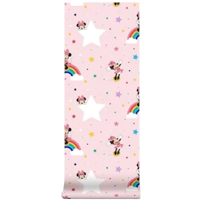 Image of Graham &amp; Brown Disney Minnie Mouse Rainbow Wallpaper Roll 52cm x 10m Pink Easy Paste The Wall Application Design Perfect for Kids Rooms/Playrooms Feature