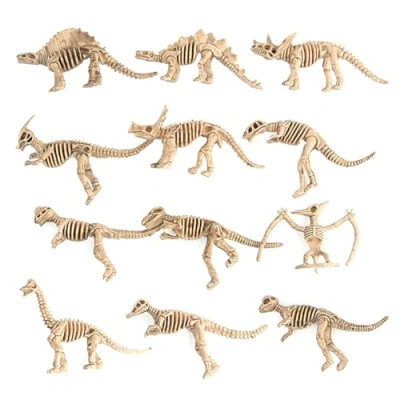 Image of WANGCL 12 Pieces Excavation Dinosaur Fossils Skeleton, Simulation Toys Archaeological Kids&#039; Play Figures