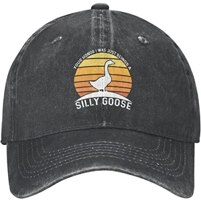 Image of Baseball Cap Silly Goose Hat Your Honor I was Just Beings A Men Hats Sports Black