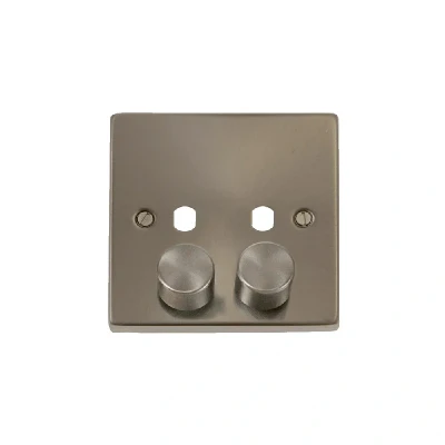 Image of Click Deco 2 Gang Unfurnished Dimmer Plate and Knob (800W Max) Satin Chrome