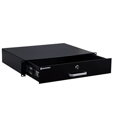 Image of RackPath 2U Rack Mount Drawer for 19 Inch AV/Network/DJ Equipment Racks or Cabinets with Lock and Key