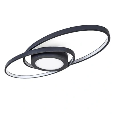 Image of hofstein LED Ceiling Light Chunky in Black Metal, dimmable Designer semi Flush lamp with on/Off Switch Fitting a Modern Living Room, 27 Watt, 3000 Lumen, Kelvin (Warm White)