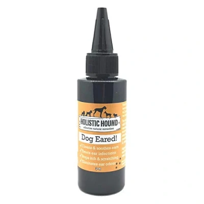 Image of Holistic Hound Natural Dog Ear Cleaner Solution, Eared Drops to Stop Head Shaking and Itchy Ears Infection &amp; Mite Treatment for Dogs Cats 100% Blend 50ml Bottle