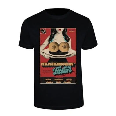 Image of Rammstein T Shirt Dicke Titten, Official Band Merchandise Fan with Chest and Back Print, Black, XXXXL