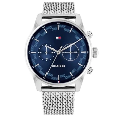 Image of Tommy Hilfiger Analogue Multifunction Quartz Watch for Men with Silver Stainless Steel mesh Bracelet 1710420