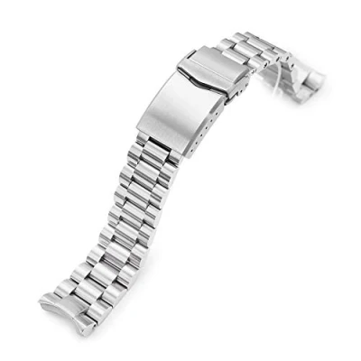 Image of MiLTAT 20 mm End Mill Watch Strap Compatible with Seiko Mini Turtles Srpc35, Solid Curved End, silver, L, Classic