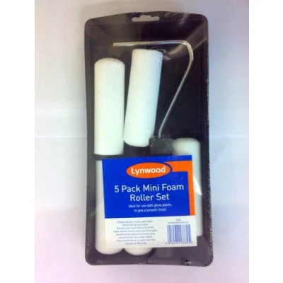 Image of MINI ROLLER AND TRAY + 5 SMOOTH FOAM APPLICATORS GLOSS PAINT PAINTING DECORATING
