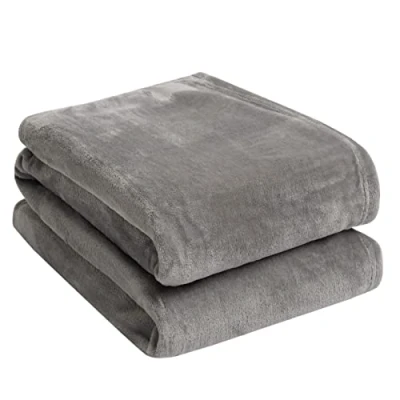 Image of Brentfords Flannel Fleece Ultra Soft Large Blanket Throw Over Fluffy Warm Bedspread for Bedroom Single Bed Sofa Couch, Slate 120 x 150cm