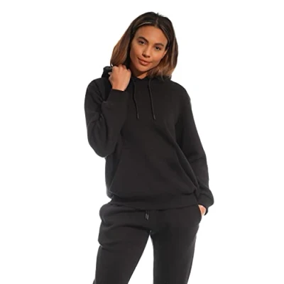 Image of Light &amp; Shade Women&#039;s Hooded Soft Touch Ladies Loungewear Hoodie Sweatshirt Top Black