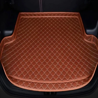 Image of Car Boot Liner Mats for Mi ni Countryman (F60) 2017 2022, Leather All wether Waterproof Nonslip Trunk protection Pad Auto Accessories,E/Brown