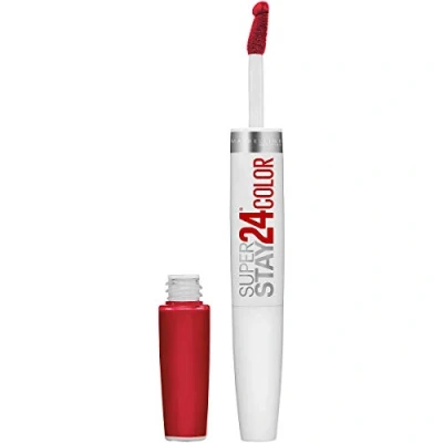 Image of Maybelline New York SuperStay 24 2 Step Long Lasting Liquid Lipstick &amp; Lip Balm, Wear Makeup, High Impact Color with Microflex Technology, Satin Finish, Optic Ruby