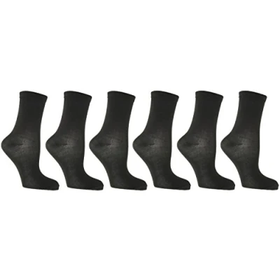 Image of Rjm Ladies Plain Ankle Socks Size 4 7 6 Pack Black
