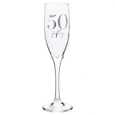 Image of Widdop and Co 50th Birthday Champagne Flute Glass with Silver Detail 50