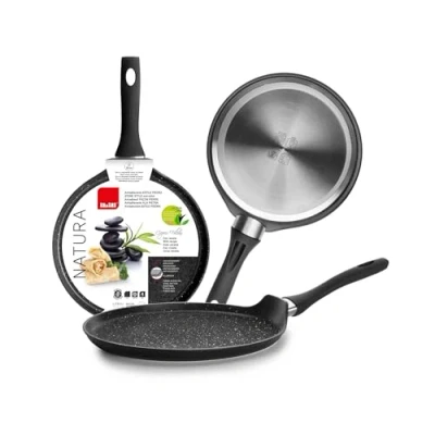 Image of IBILI Natura Crepe Pan, 28 cm, Aluminium, Stone Style Non Stick Coating, Suitable for Induction Hobs