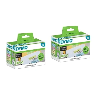 Image of DYMO Authentic LabelWriter Address Labels 28mm x 89mm 8 Rolls of 130 Easy Peel Self Adhesive (1,040 Labels) Assorted Pastel Coloured Blue, Green, Pink &amp; Yellow
