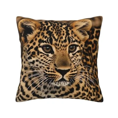 Image of HCBPWVQA Cute Leopard Throw Pillow Covers 16&quot;x16&quot; Decorative Couch Square Case Car Cushion Farmhouse Pillowcase for Sofa Bed Living Room