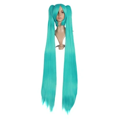 Image of MapofBeauty 48&quot; Straight Cosplay Wig + 2 Clip On Ponytails (Light Blue)