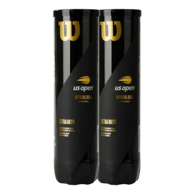 Image of Wilson Unisex Adult Tennis Balls, US Open, 2 Cans with 4 Balls Each, for Hard Surfaces, Yellow, 8