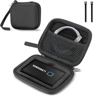 Image of ProCase Carrying Case for Samsung T7 / Touch Portable SSD, Shockproof Hard Shell Travel Storage Organiser, External Solid State Drives (500GB 1TB 2TB) Black