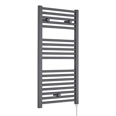 Image of Nuie Radiator MTY154 Modern Bathroom 500 Watt Heated Electric Ladder Towel Rail, 920mm x 480mm, Anthracite