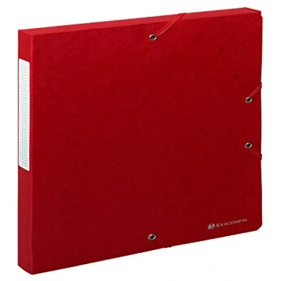 Image of Exacompta Ref 50705E Scotten Filing Box 250 x 330mm in Size, Suitable for Holding A4 Documents, 25mm Spine, 600gsm Genuine Pressboard, Spine Label Red