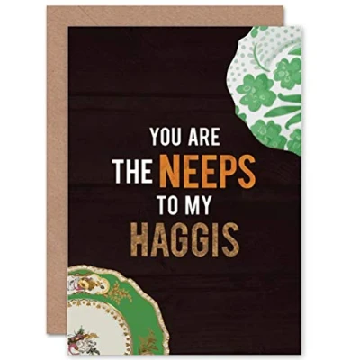 Image of Wee Blue Coo TYPOGRAPH PAINTING NEEPS HAGGIS ROMANTIC LOVE ART GREETING CARD