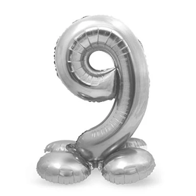 Image of Folat Foil Balloon with Standard Number 9 Silver 72 cm