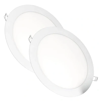Image of JANDEI Pack 2 x Recessed LED Downlights, 18W, 1440 Lumen, Round Shape, Hole Ø 200 205 mm, Extra Flat 13 mm Depth, Light Color Cold White 6000K, Transformer Included