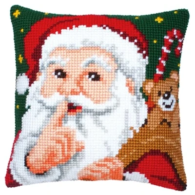 Image of Vervaco Santa Cross Stitch Cushion, Multi Colour