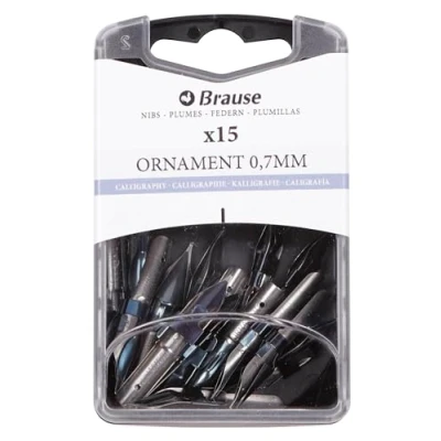 Image of Brause 152007B Lettering nibs for nib holder Box of 15 Ornament 0.7mm Made in Germany