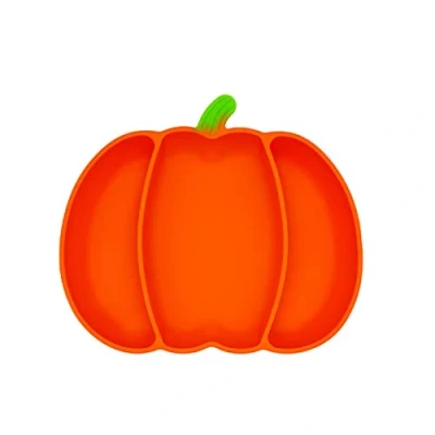 Image of Suction Plate for Baby Toddler Halloween Pumpkin Silicone Feeding 3 Divided Plates Kid Bowl Tableware