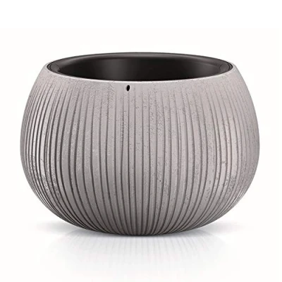 Image of Prosperplast Concrete Hanging Bowl Flower Pot Plant 2 in 1 with Plastic Round