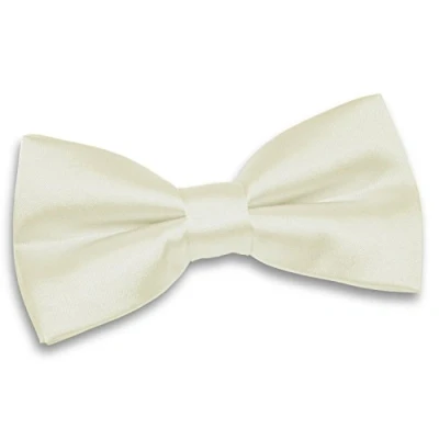 Image of DQT Men Pre Tied Plain Satin Adjustable Tuxedo Bow Tie Ivory