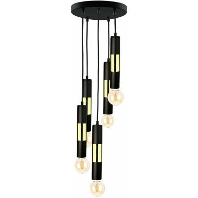 Image of Magnum Cluster Pendant Ceiling Light Black, Gold, 30cm, 5x E27