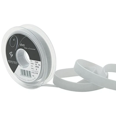 Image of Berisfords Velvet Ribbon, Silver, 10.2 x 2.1 cm