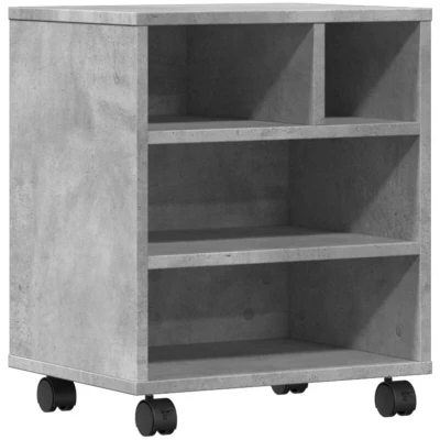 Image of vidaXL Printer Stand with Wheels Concrete Grey 41x32x48 cm