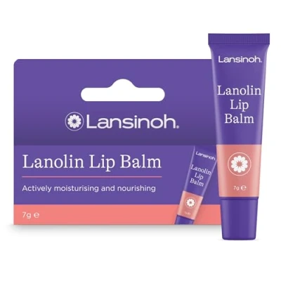 Image of Lansinoh Lanolin Lip Balm Soothes and Protects Dry &amp; Cracked Lips Actively Moisturises 7g, Clear