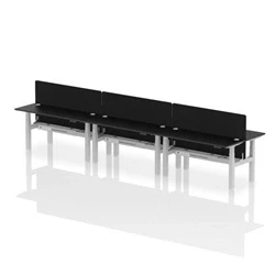 Image of Air B2B 1600x600mm Adjustable 6P Bench Desk CP Black/Silver + Screen