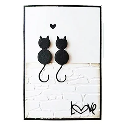 Image of 2pcs Cute Cats Metal Die Cuts, Cutting Dies Cut Stencils DIY Scrapbooking Cards Decorative Embossing Paper for Album Card Making