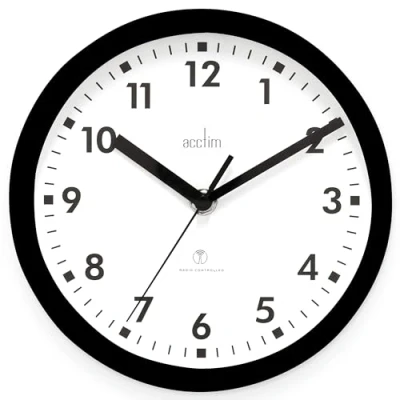 Image of Acctim 74663 Nardo 20cm Radio Controlled Black Wall Clock