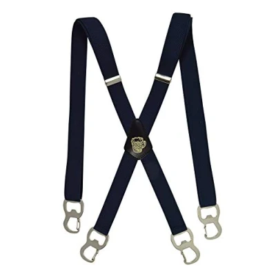 Image of Olata X Shape Braces/Suspenders with Integrated Beer Bottle Opener and Carabiner Clips 2.5cm. Navy Blue