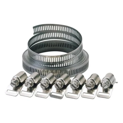 Image of Draper Wide Hose Clamp Set 8 to 12mm Banding width Clips 3m Quick Grip Tensioning Clamps 55592